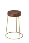 Decoratorsbest Henry Round Leather Counter Stool, Brown