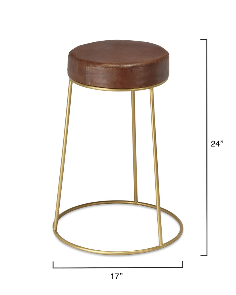 DecoratorsBest Henry Round Leather Counter Stool, Brown