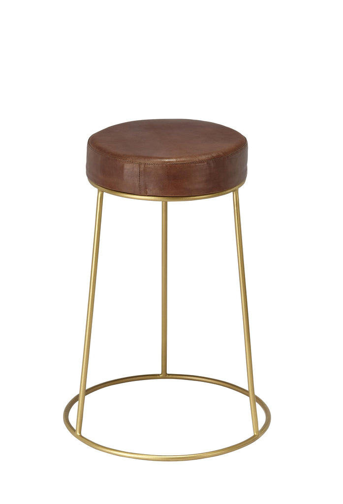 DecoratorsBest Henry Round Leather Counter Stool, Brown