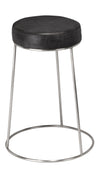 Decoratorsbest Henry Round Leather Counter Stool, Charcoal