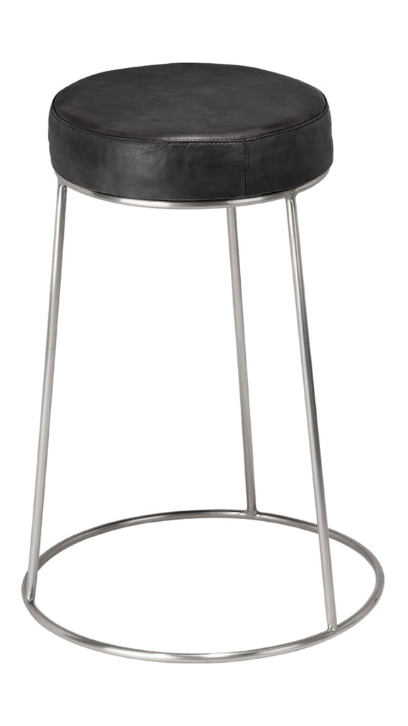 DecoratorsBest Henry Round Leather Counter Stool, Charcoal