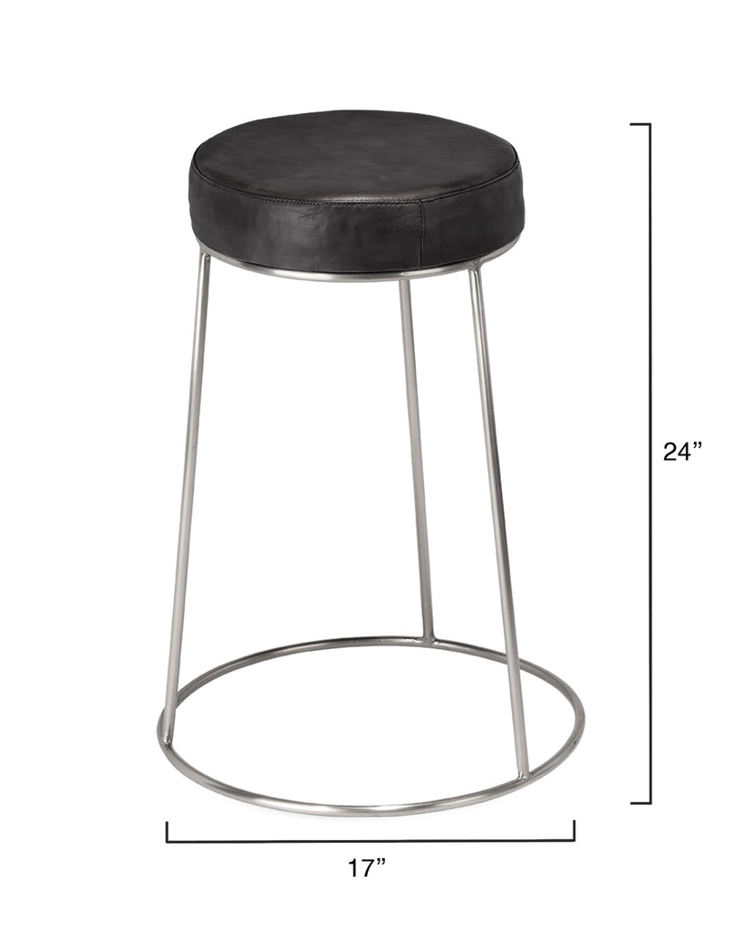 DecoratorsBest Henry Round Leather Counter Stool, Charcoal