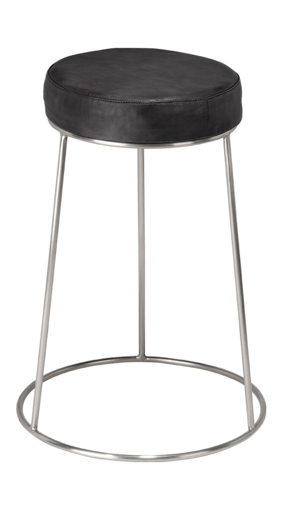 DecoratorsBest Henry Round Leather Counter Stool, Charcoal