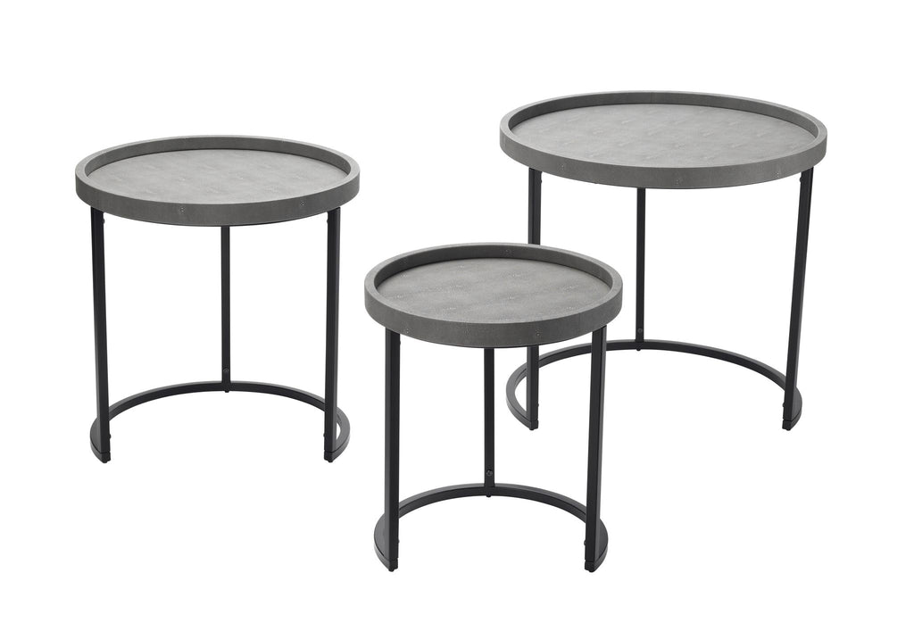 DecoratorsBest Maddox Faux Shagreen Nesting Tables (Set of 3), Grey