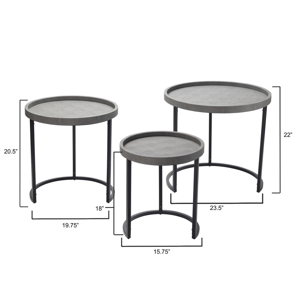 DecoratorsBest Maddox Faux Shagreen Nesting Tables (Set of 3), Grey