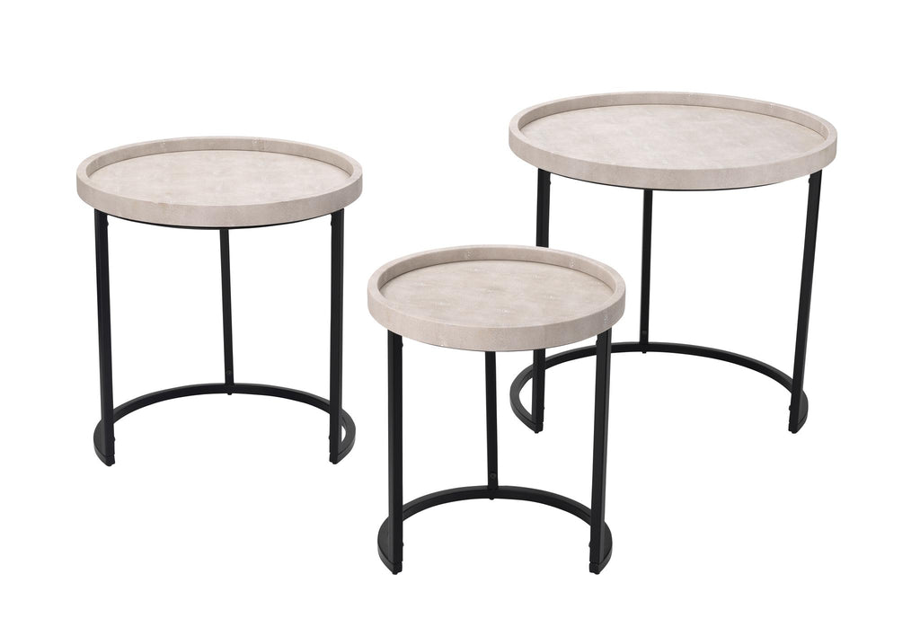 DecoratorsBest Maddox Faux Shagreen Nesting Tables (Set of 3), Cream