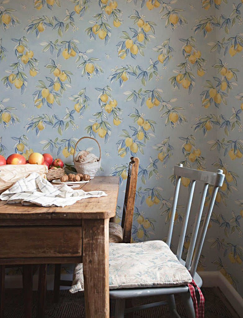 Brewster Home Fashions Fruit Light Blue Wallpaper