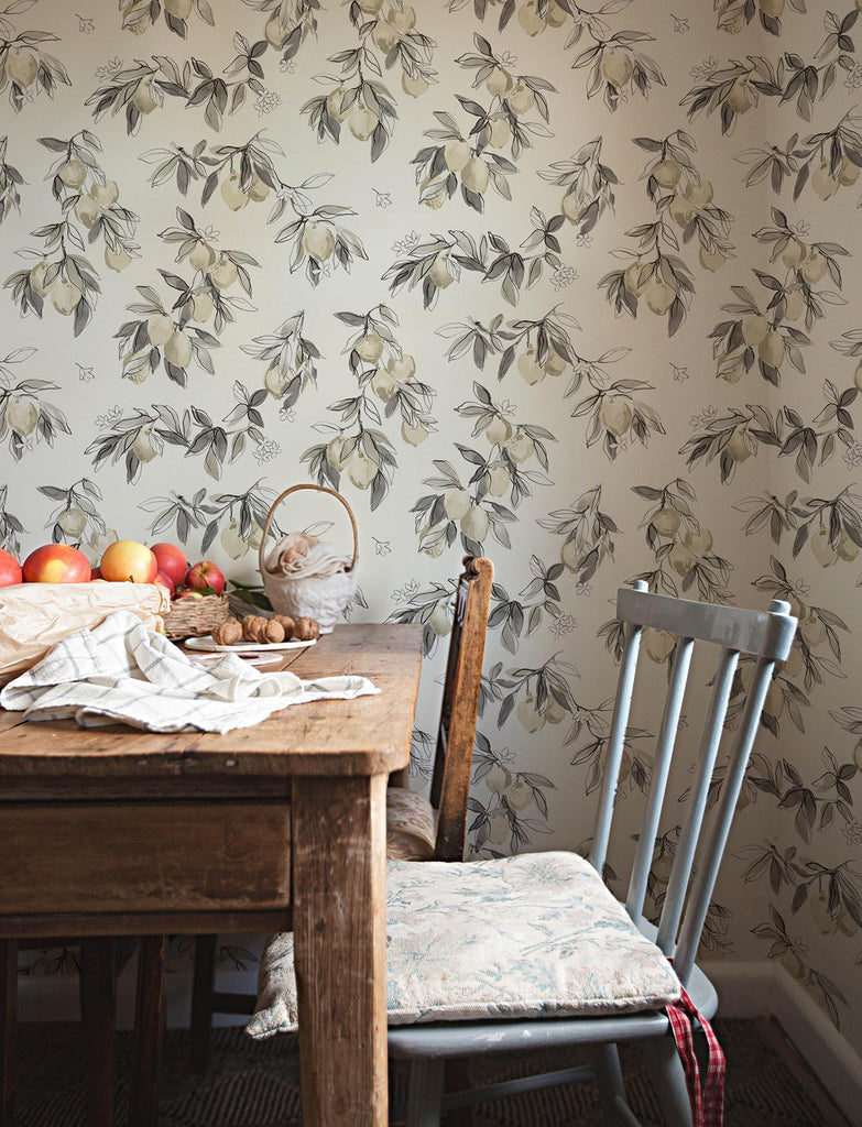 Brewster Home Fashions Fruit Charcoal Wallpaper