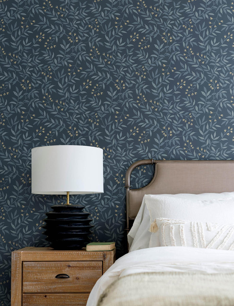 Brewster Home Fashions Vine Navy Wallpaper