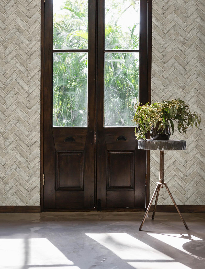 Brewster Home Fashions Brick Taupe Wallpaper