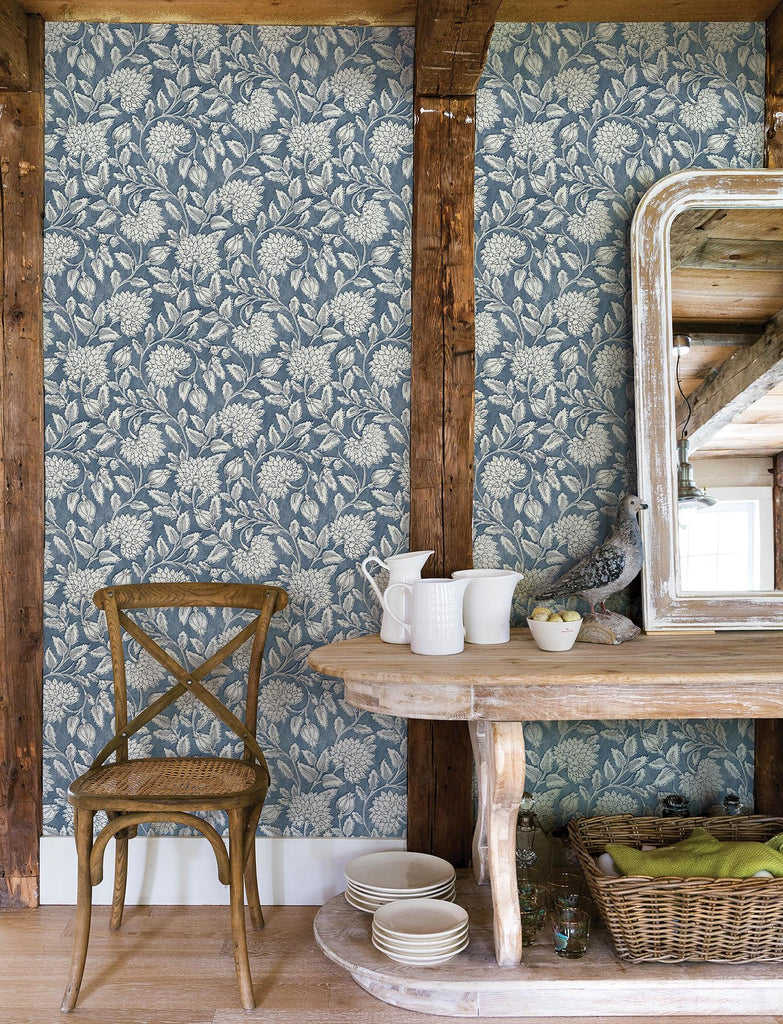 Brewster Home Fashions Jacobean Navy Wallpaper