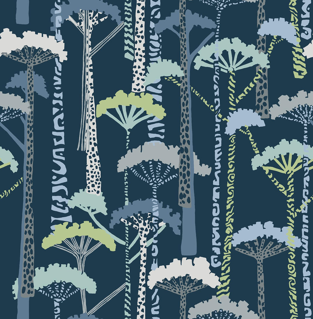 A-Street Prints Trees Indigo Wallpaper