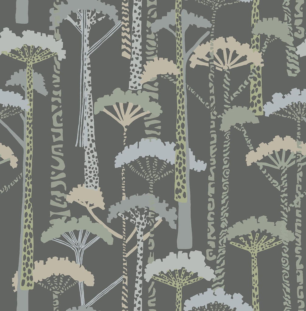 A-Street Prints Trees Aqua Wallpaper