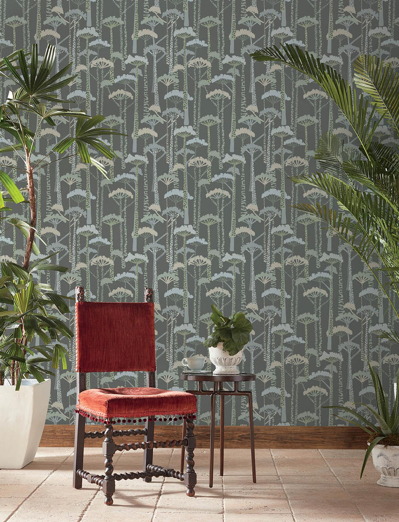 A-Street Prints Trees Aqua Wallpaper