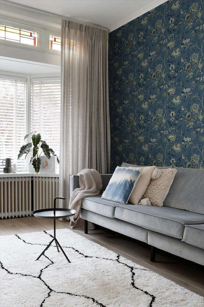 Brewster Home Fashions Jacobean Blue Wallpaper