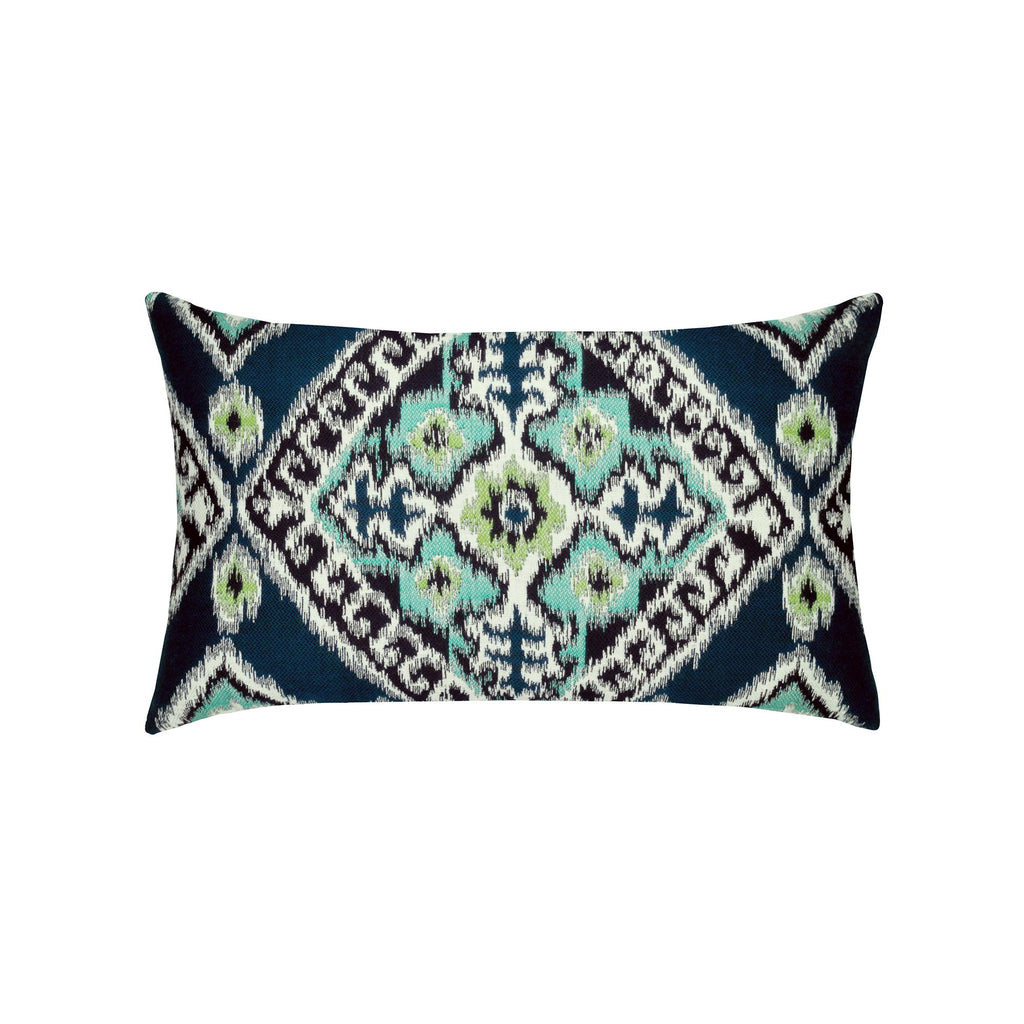 Elaine Smith Ikat Diamond Peacock, Dbl-Sided Blue 12" x 20" Pillow