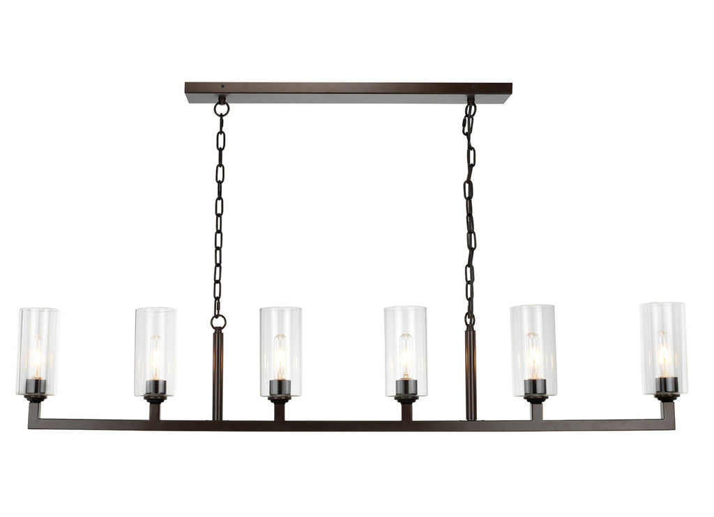 Jamie Young Oil Rubbed Bronze Linear 6 Light Chandelier