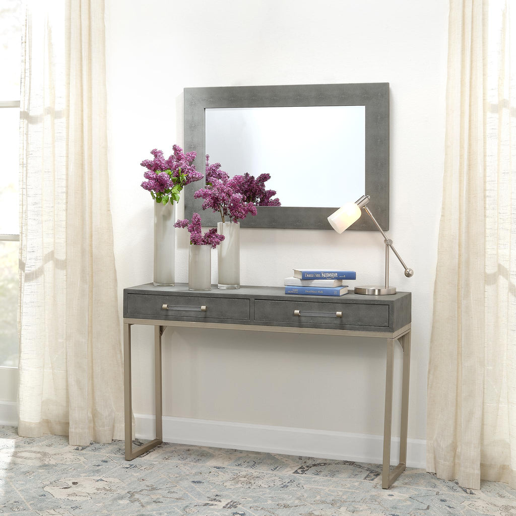 DecoratorsBest Kain Faux Shagreen Console, Grey