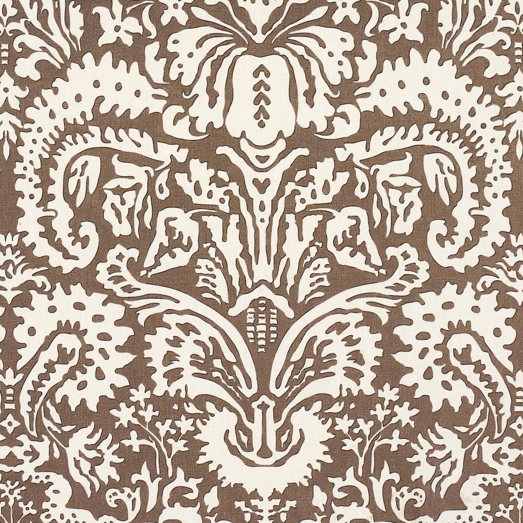 Schumacher Suffolk Damask Brown Fabric