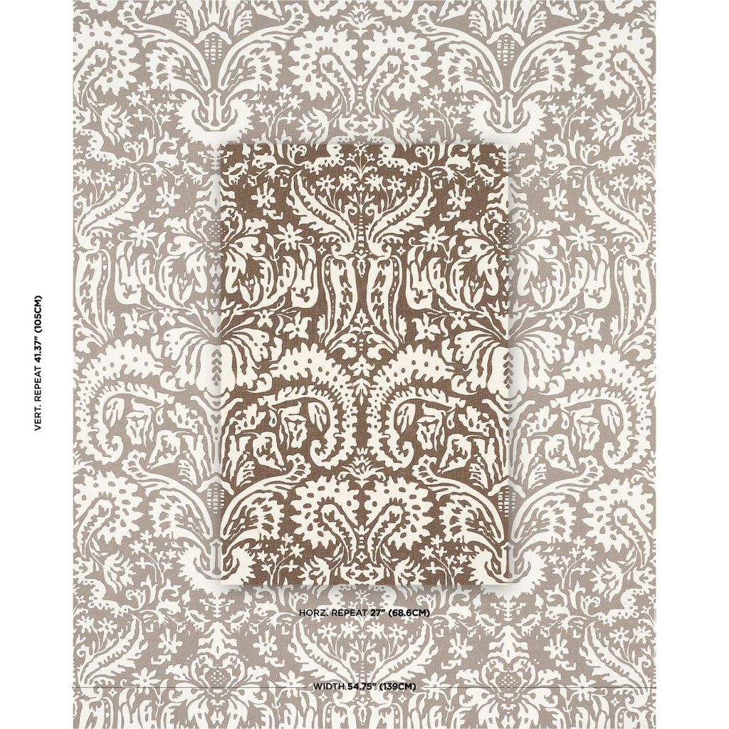 Schumacher Suffolk Damask Brown Fabric