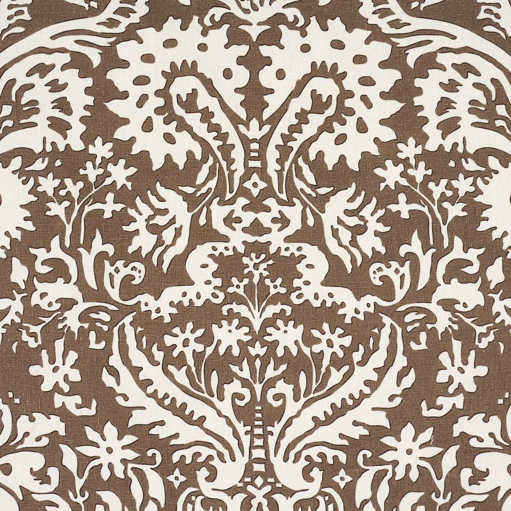 Schumacher Suffolk Damask Brown Fabric