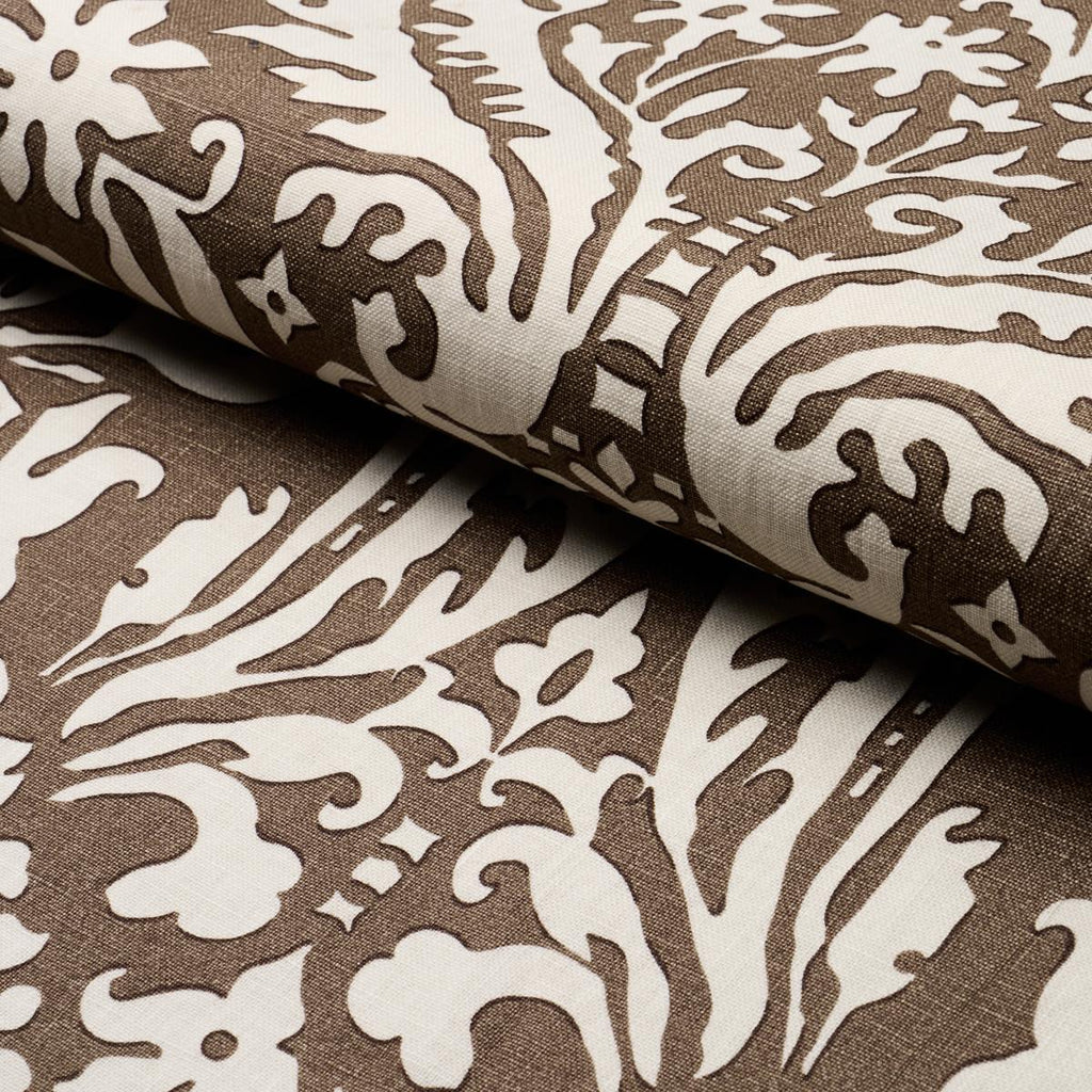 Schumacher Suffolk Damask Brown Fabric