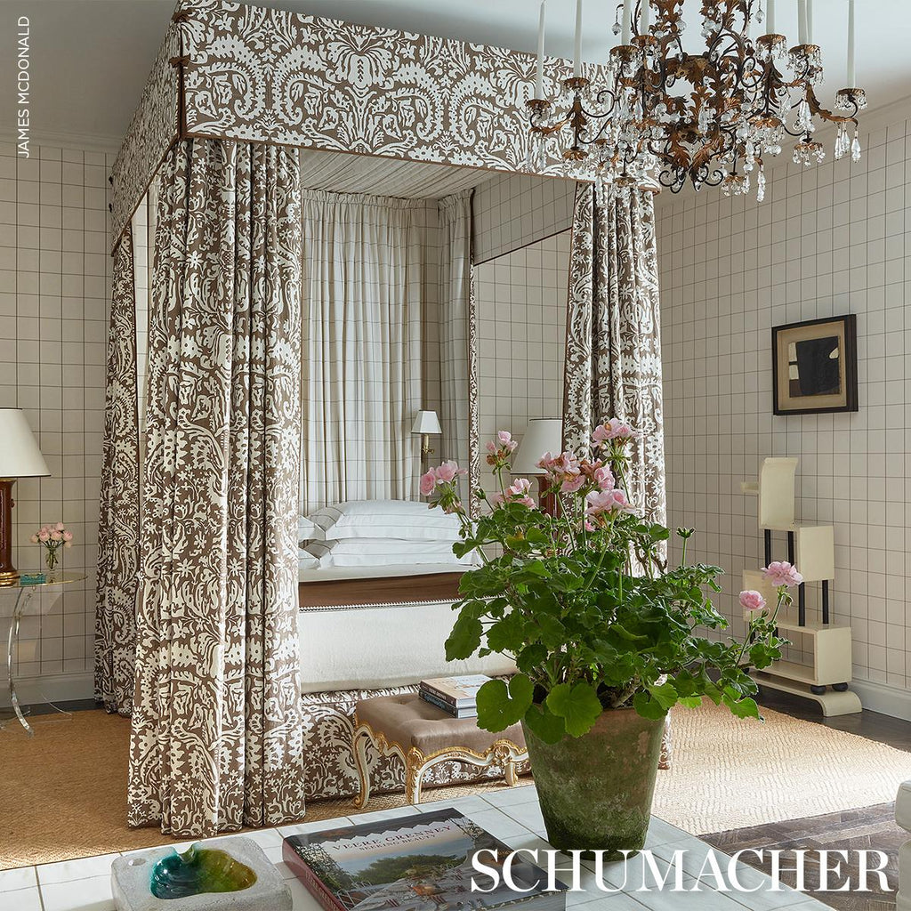 Schumacher Suffolk Damask Brown Fabric