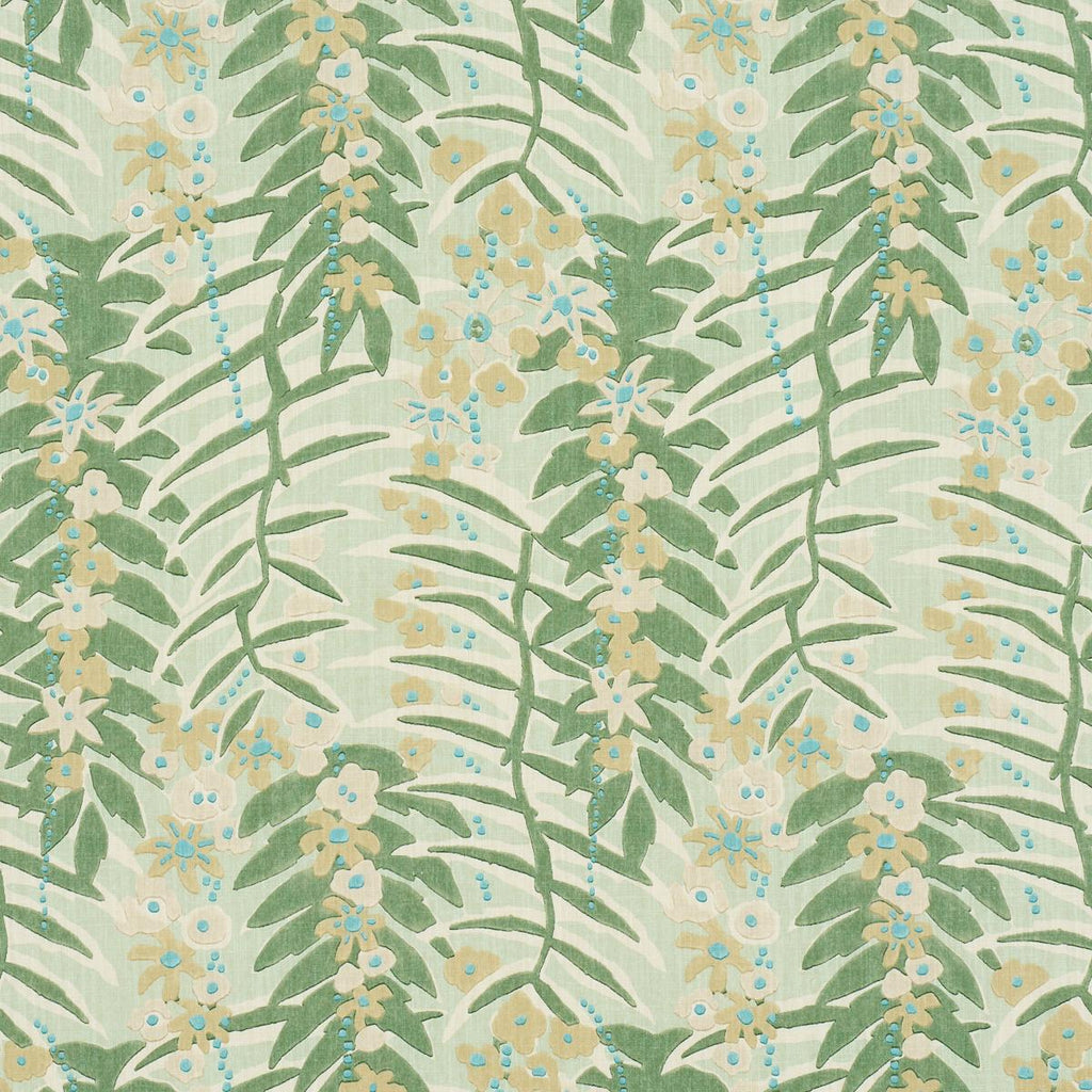 Schumacher Ashbee Botanical Aqua Fabric