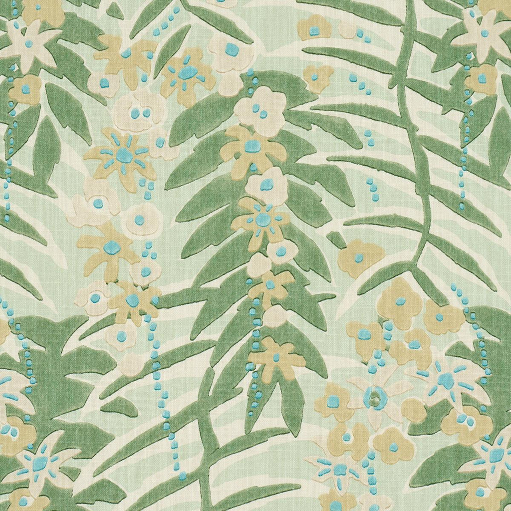 Schumacher Ashbee Botanical Aqua Fabric