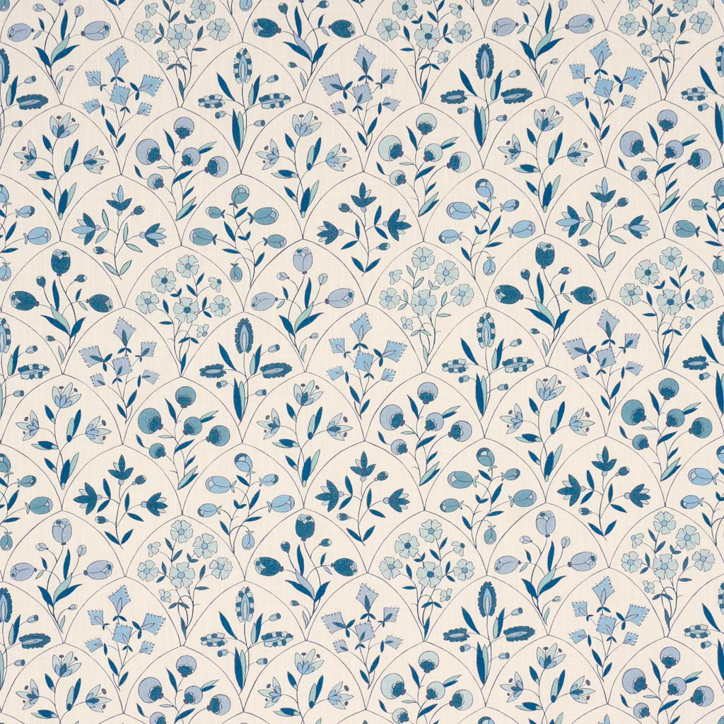 Schumacher Frances Floral Indoor/Outdoor Blues Fabric