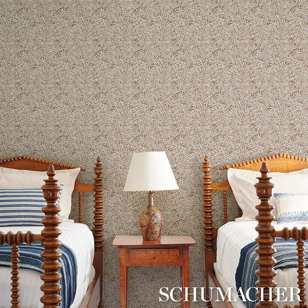 Schumacher Willow Leaf Mocha Wallpaper