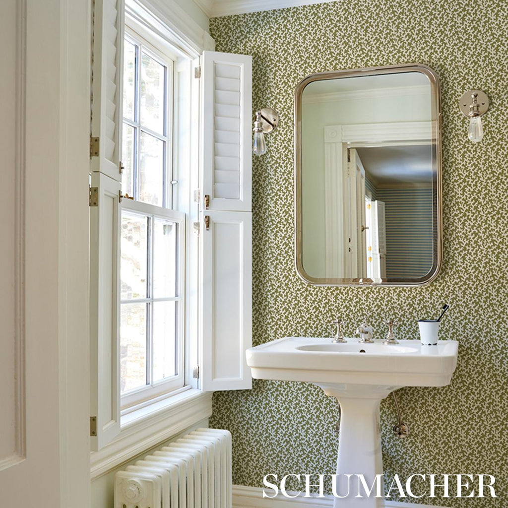 Schumacher Folly Olive Wallpaper