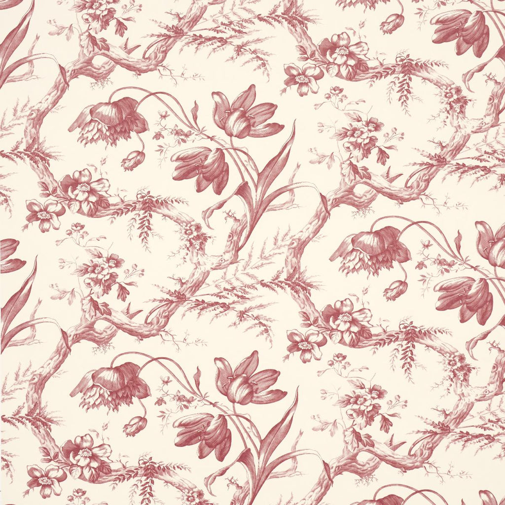 Schumacher Toile De Fleurs Rouge Wallpaper