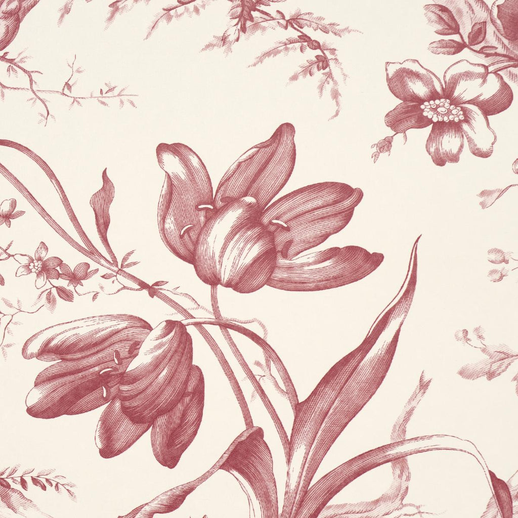 Schumacher Toile De Fleurs Rouge Wallpaper