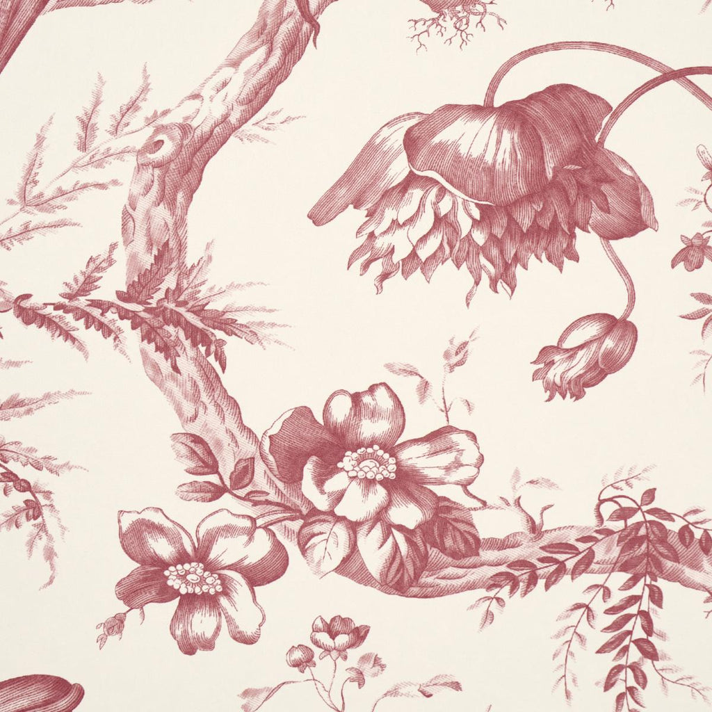 Schumacher Toile De Fleurs Rouge Wallpaper