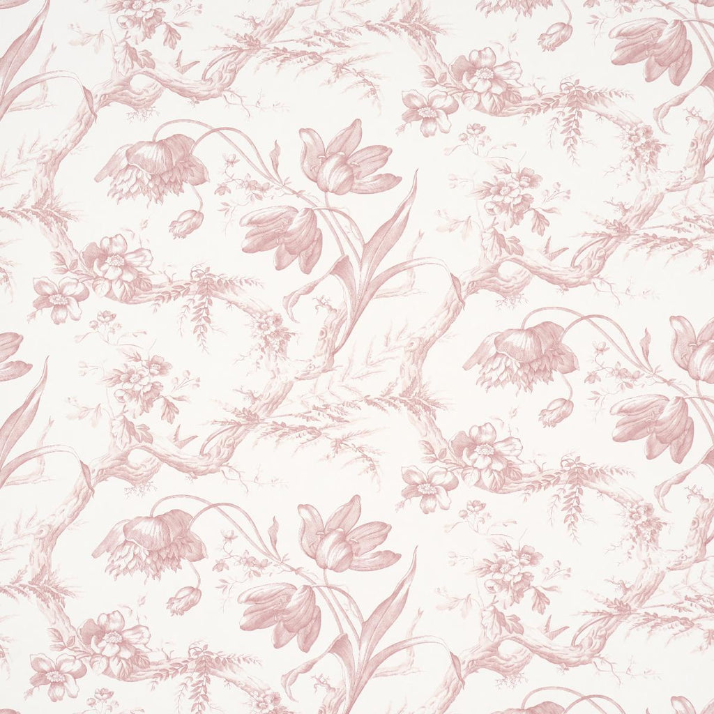 Schumacher Toile De Fleurs Pink Wallpaper