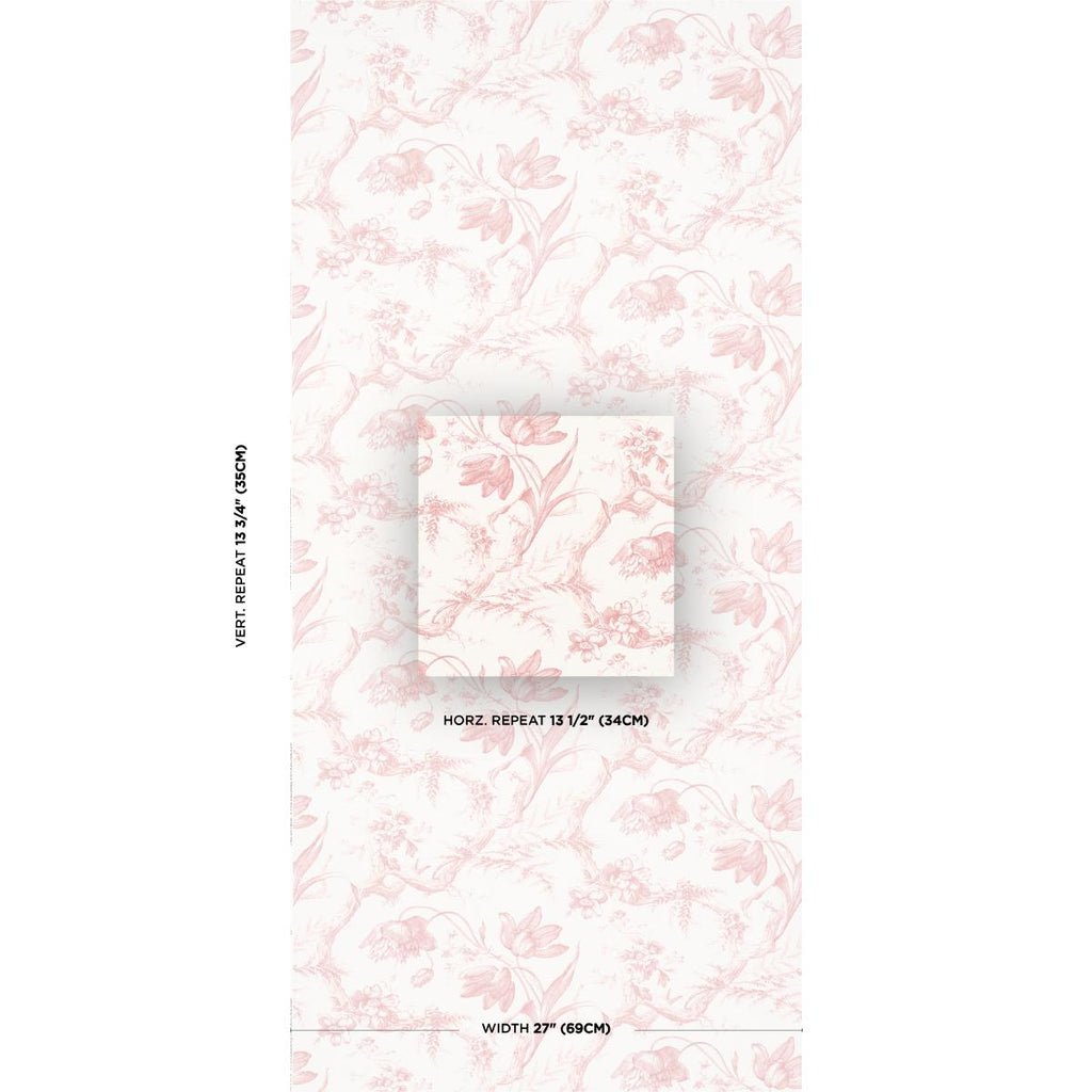 Schumacher Toile De Fleurs Pink Wallpaper