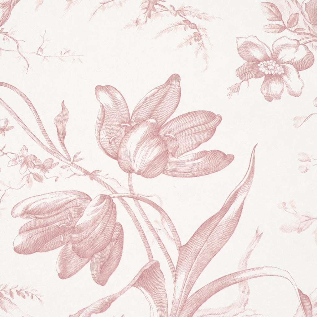 Schumacher Toile De Fleurs Pink Wallpaper