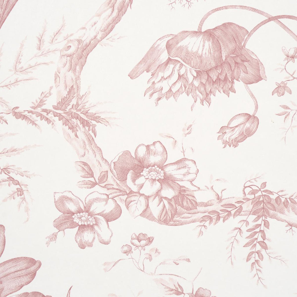 Schumacher Toile De Fleurs Pink Wallpaper