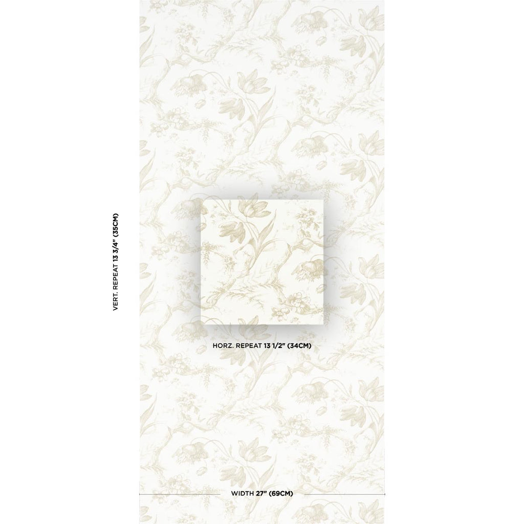 Schumacher Toile De Fleurs Birch Wallpaper