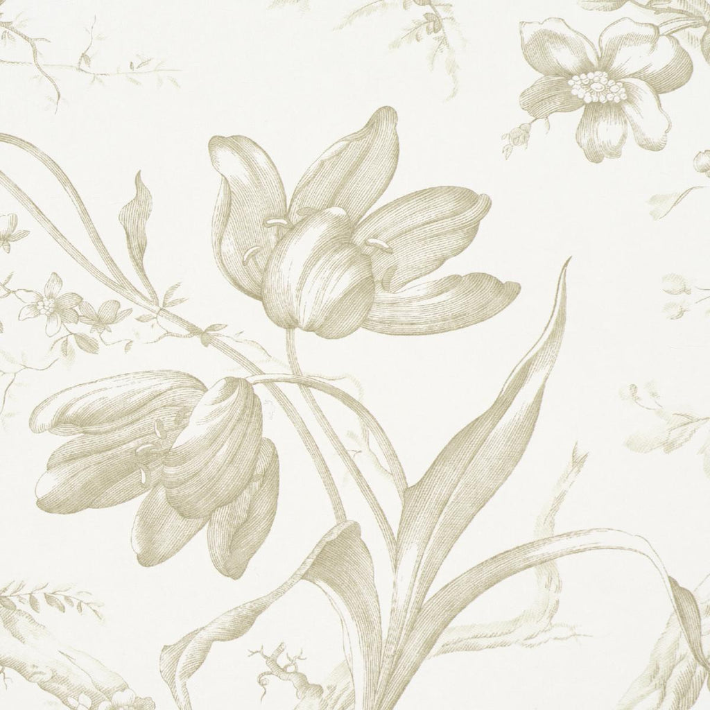 Schumacher Toile De Fleurs Birch Wallpaper