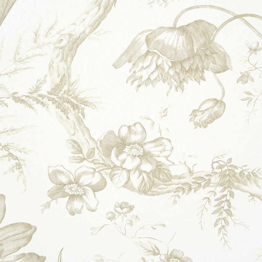 Schumacher Toile De Fleurs Birch Wallpaper