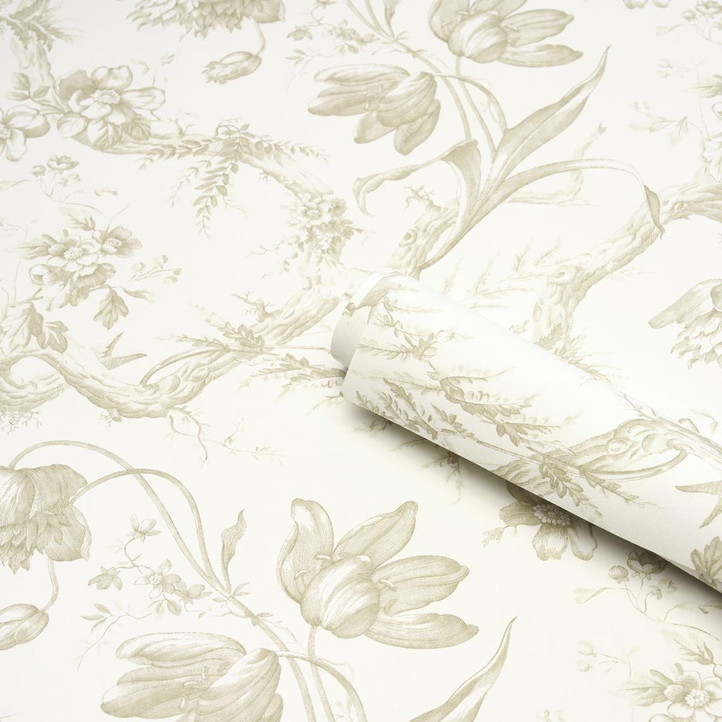 Schumacher Toile De Fleurs Birch Wallpaper