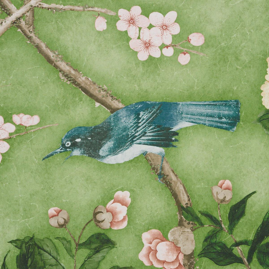 Schumacher Les Oiseaux Panel Set Apple Green Wallpaper