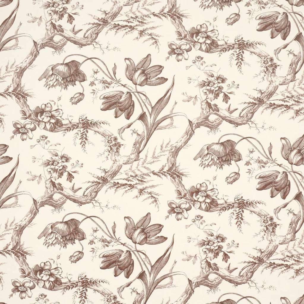 Schumacher Toile De Fleurs Fawn Wallpaper