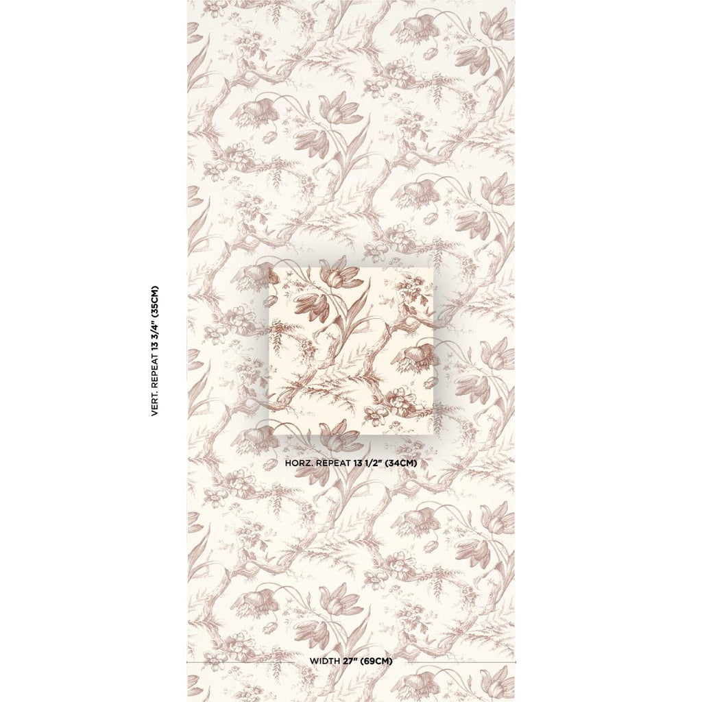 Schumacher Toile De Fleurs Fawn Wallpaper