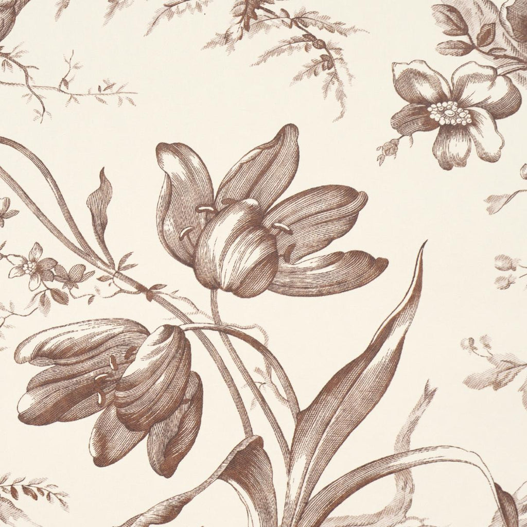 Schumacher Toile De Fleurs Fawn Wallpaper