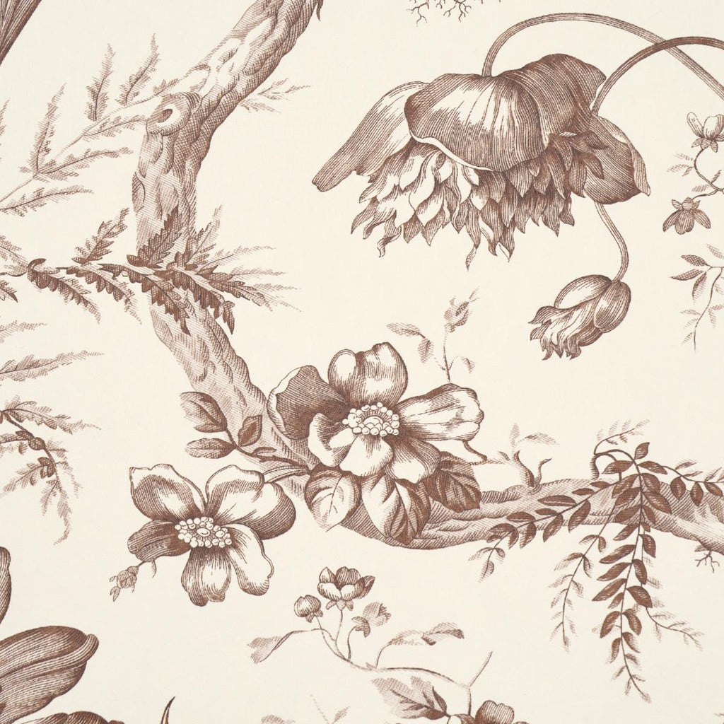 Schumacher Toile De Fleurs Fawn Wallpaper