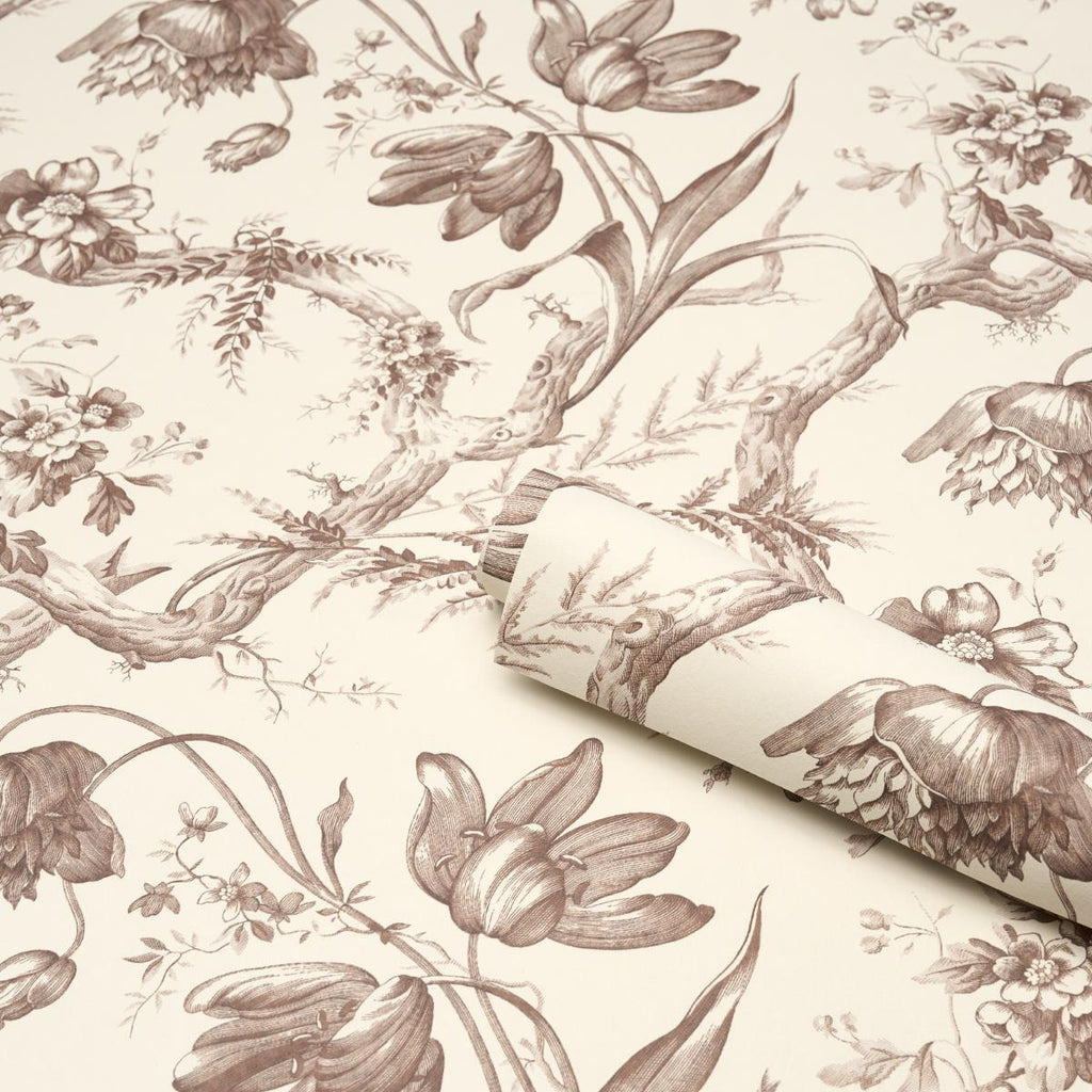 Schumacher Toile De Fleurs Fawn Wallpaper