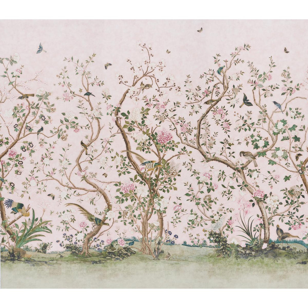 Schumacher Les Oiseaux Panel Set Blush Wallpaper